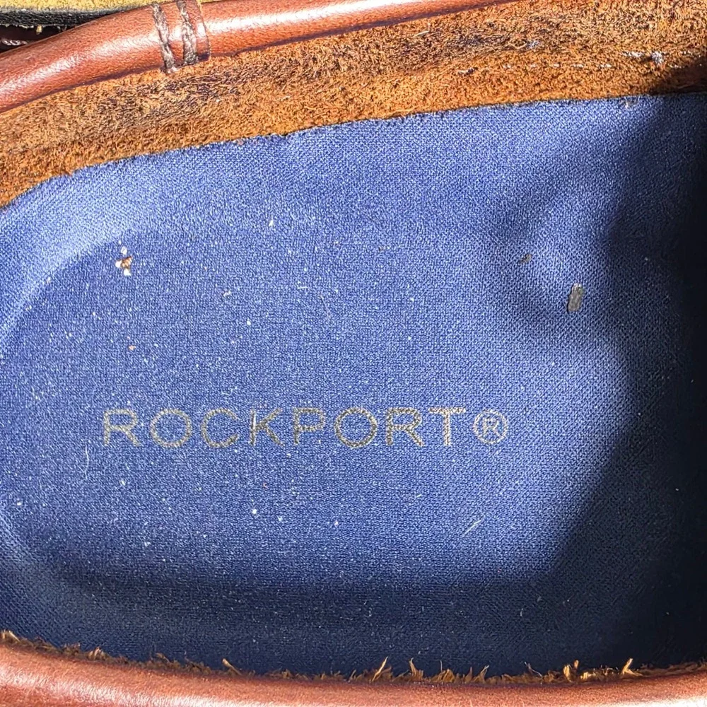 VTG Rockport Boat Shoes Oxblood Brown Leather Moc Toe Mens 10M